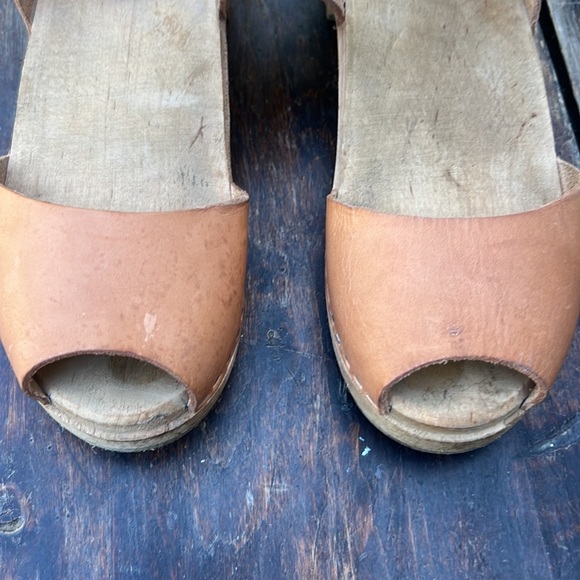 MIA Anja Swedish wooden and leather 2 inch heel open toe strappy sandal sz 7.5 - Picture 10 of 10